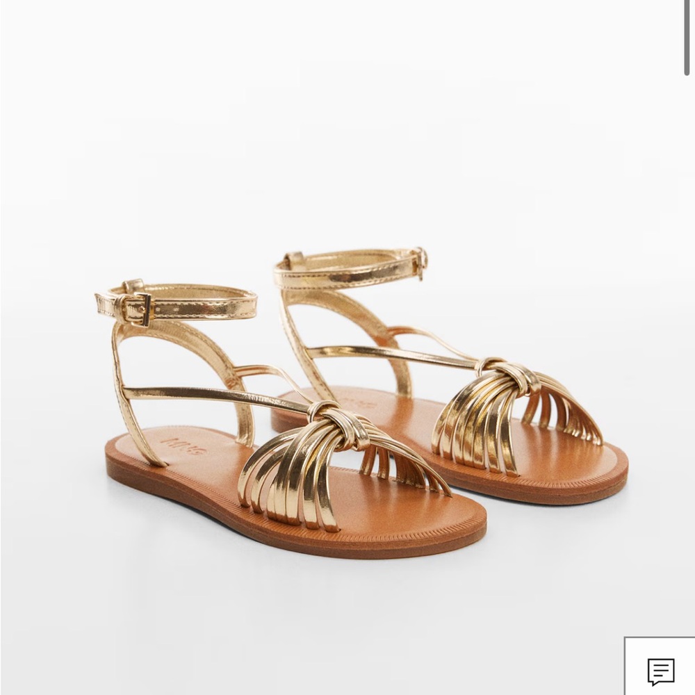 NWT MNG gold leather sandals